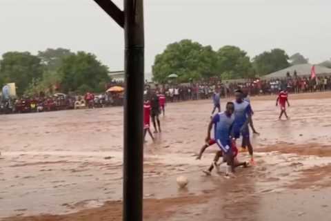 Watch Liverpool star Sadio Mane play on pitch of mud with El Hadji Diouf and Papiss Cisse in hometown in Senegal