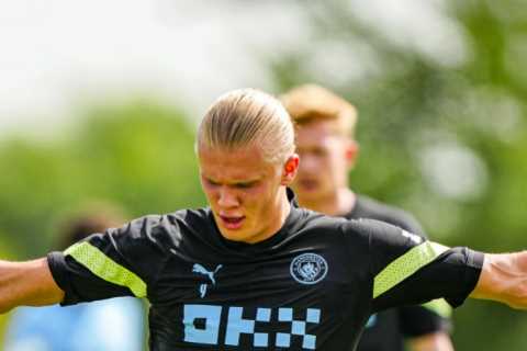 Erling Haaland trains with Man City team-mates for first time as Pep Guardiola puts £51m star through paces on US tour