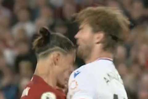 Luis Suarez gives advice to fellow Uruguayan Darwin Nunez after Liverpool star’s red card for headbutt