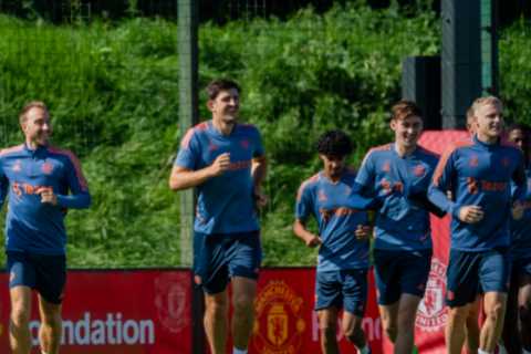 Man Utd players laugh around in training but Cristiano Ronaldo doesn’t crack a smile ahead of crucial Liverpool clash