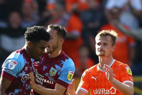 Watch Chelsea loanee Ian Maatsen receive red card for outrageous shove on Blackpool player after cynical tackle