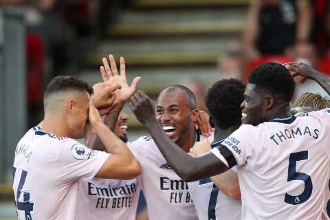 Granit Xhaka jokes with Arsenal pal William Saliba as Gunners icon Patrick Vieira pays Swiss ace ultimate compliment
