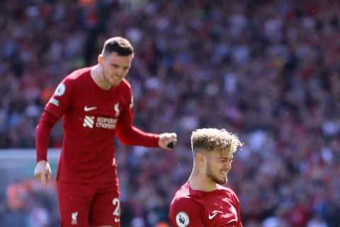 Liverpool star Harvey Elliott breaks down in tears as he dedicates goal in 9-0 Bournemouth win to nan who died this week