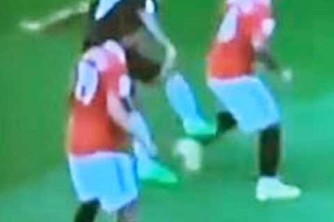 Watch moment frustrated Gabriel Jesus appears to kick out at Lisandro Martinez in Arsenal loss but missed by ref and VAR