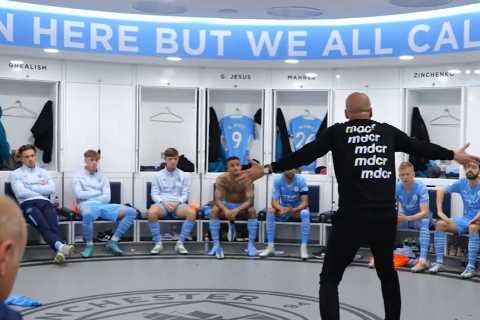 Watch Pep Guardiola’s inspirational half-time team-talk against Aston Villa on final day of the 2021/22 season