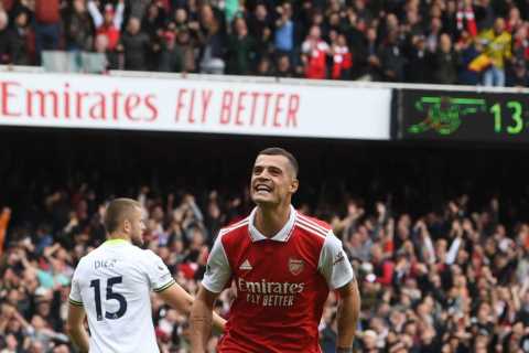 Arsenal star Granit Xhaka APOLOGISED to team-mates at half-time of North London derby against Tottenham