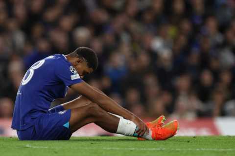 Chelsea fans fear the worst as injured Wesley Fofana leaves pitch in TEARS minutes after scoring against AC Milan