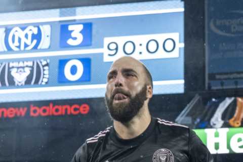 Emotional moment ex-Chelsea striker Gonzalo Higuain breaks down in tears after playing final game before retiring