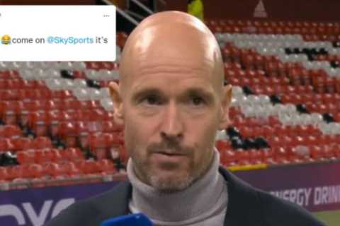 Sky Sports spell Erik ten Hag’s name wrong during coverage of Man Utd’s win over Aston Villa leaving fans in stitches