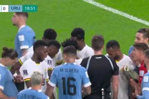 Watch Liverpool and Uruguay star Darwin Nunez get yellow card for scuffing penalty spot even as Ghana try to protect it