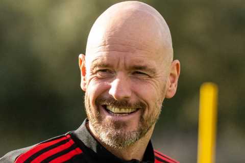 Erik ten Hag looks delighted to be back in training ahead of Premier League return alongside Garnacho and Co