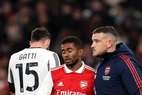 Arsenal star Reiss Nelson breaks his silence with three word message after suffering injury against Juventus