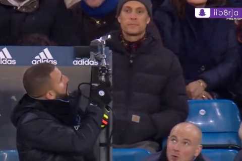 Watch Man City sub Kyle Walker TAKE DOWN Amazon Prime TV camera from Elland Road dugout during Prem clash with Leeds