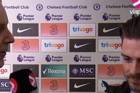 Jack Grealish left red-faced as reporter jokes about interviewing him in the SHOWER after Man City’s win at Chelsea
