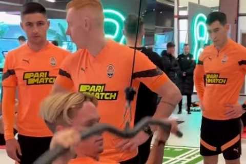 Arsenal transfer target Mykhailo Mudryk hugs team-mates with winger still on Shakhtar mid-winter tour as talks continue