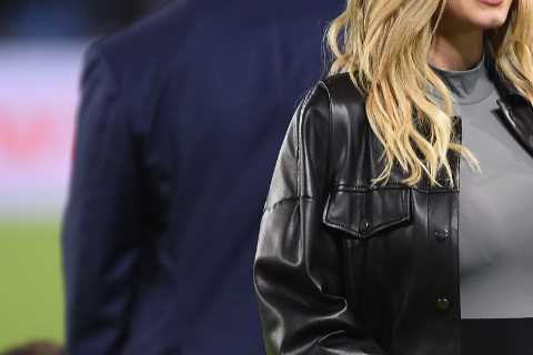 Liverpool flop Loris Karius’ pregnant Wag Diletta Leotta shows off growing baby bump in leather as she works for DAZN