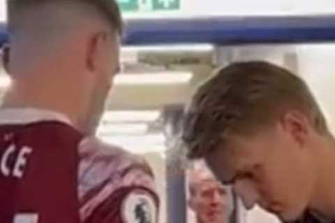 Arsenal fans ALL say the same thing as Declan Rice spotted asking Martin Odegaard for his autograph after West Ham draw