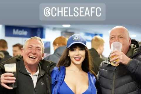 Playboy bunny and Chelsea’s ‘hottest fan’ told to cover boobs by security as she wears bold outfit for Brentford clash