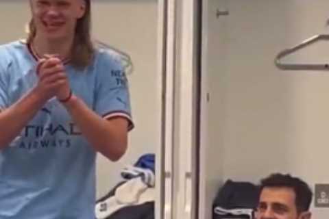 Watch Haaland’s team-talk after smashing Premier League goal record and getting ‘really painful’ guard of honour