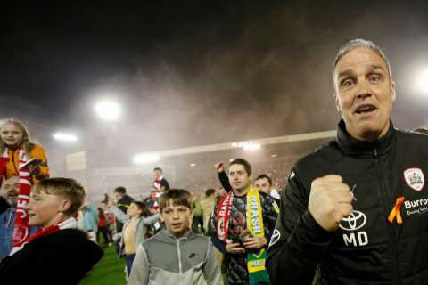 Fans love Barnsley manager Michael Duff drinking Stella while being interviewed by BBC after huge win over Bolton