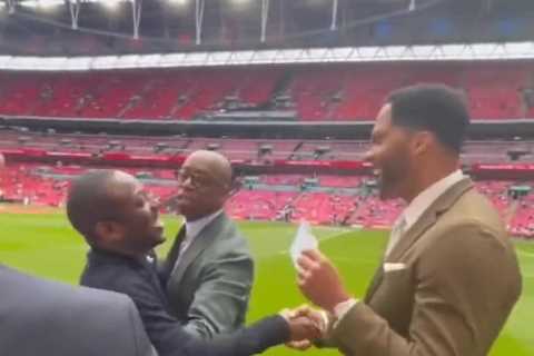 Arsenal fans joke ITV pundit Ian Wright won ‘Embarrassing Dad’ award for touchline antics with son Shaun at FA Cup final