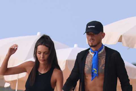Ben White goes back to black as Arsenal star and new model wife Milly Adams wear matching outfits on honeymoon in Ibiza