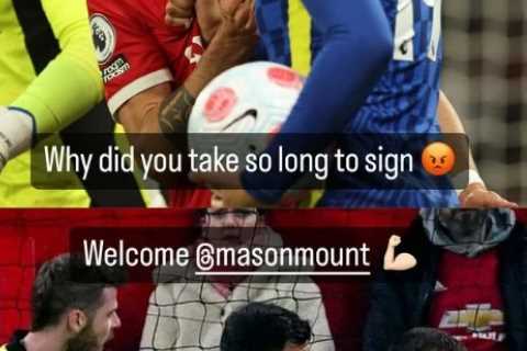 Man Utd fans in stitches at Bruno Fernandes’ ‘angry’ welcome message to Mason Mount after £60m transfer from Chelsea