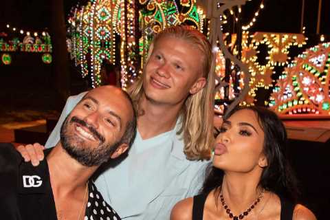 Fans fear Haaland will fall to Kim Kardashian ‘curse’ as he poses with star after she was blamed for Arsenal bottle job