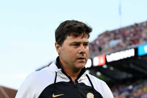 Fuming Chelsea boss Mauricio Pochettino runs on pitch to angrily confront referee during win over Ryan Reynolds’ Wrexham
