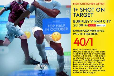Burnley vs Manchester City PRICE BOOST: Get 40/1 for 1+ shot on target during Premier League opener with Sky Bet