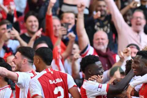 Arsenal 1 Man City 1 (4-1 pens): Trossard’s 101st minute strike rescues Gunners in Community Shield penalty triumph