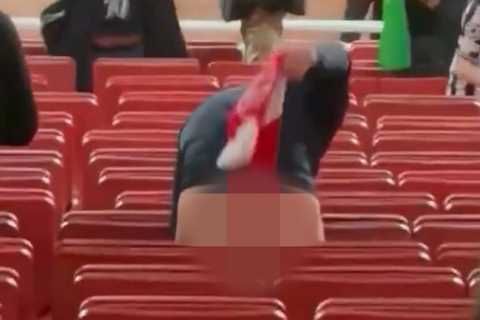 Half-naked Newcastle Fan Causes Stir by Performing Lewd Act with Arsenal Scarf
