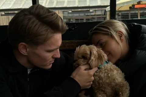 Arsenal Star Martin Odegaard Poses for Rare Pics with Dancer Girlfriend Helene Spilling as They Cuddle New Puppy
